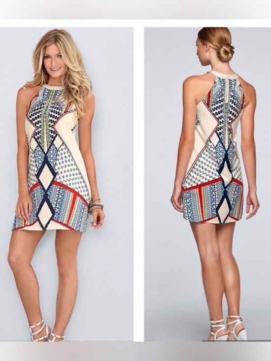 VENUS Dresses & Skirts - Venus Women Halter Geometric Dress Size Medium Summer Vacation Beach